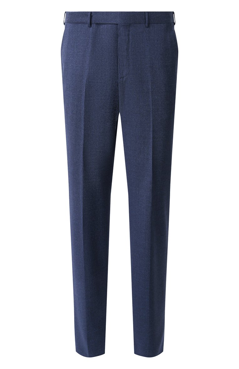 Мужские шерстяные брюки ZEGNA темно-синего цвета, арт. 75TB12/844F01A8 | Фото 1 (Материал внешний: Шерсть; Драгоценные камни: Проставлено; Длина (брюки, джинсы): Стандартные; Материал сплава: Проставлено; Стили: Классический; Случай: Формальный)