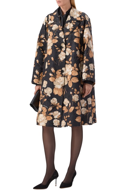 Пальто из хлопка и шелка Dolce & Gabbana F0W3RT/FSTBR Чёрный  F0W3RT/FSTBR Фото 2