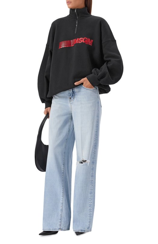 Хлопковый свитшот MSGM 3942MDM85N/257999 Чёрный  3942MDM85N/257999 Фото 2