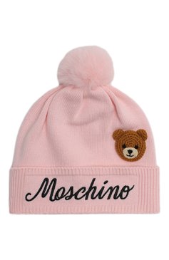 Детский комплект из шапки и шарфа MOSCHINO светло-розового цвета, арт. HUX01Y/LHE46 | Фото 2 (Материал: Текстиль, Хлопок; Материал сплава: Проставлено; Нос: Не проставлено)