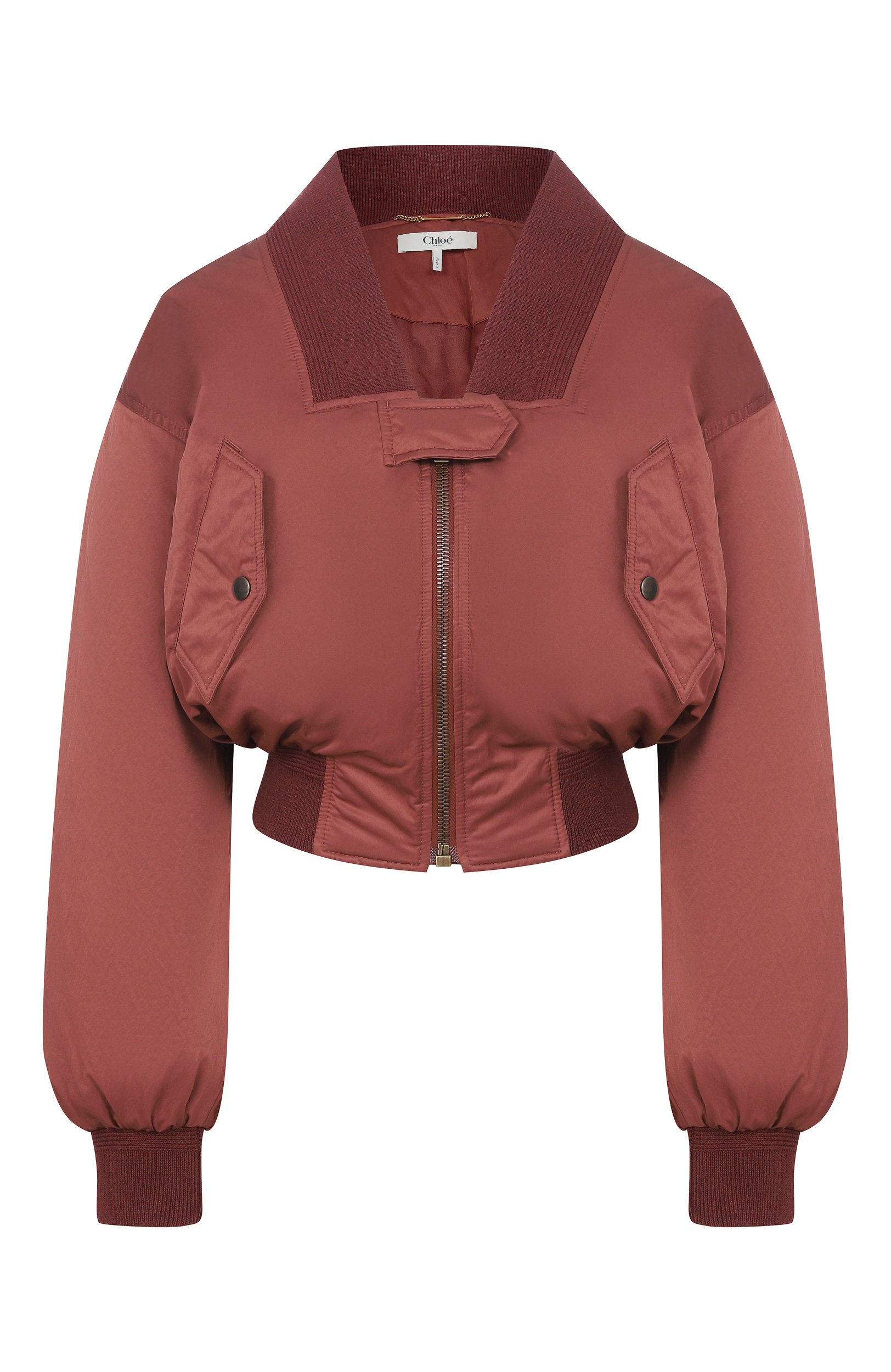 Бомбер CHLOÉ бордового цвета по цене 299500 руб., арт. CH26AMA16013, фото 1 Бомбер CHLOÉ, арт. CH26AMA16013, фото 1