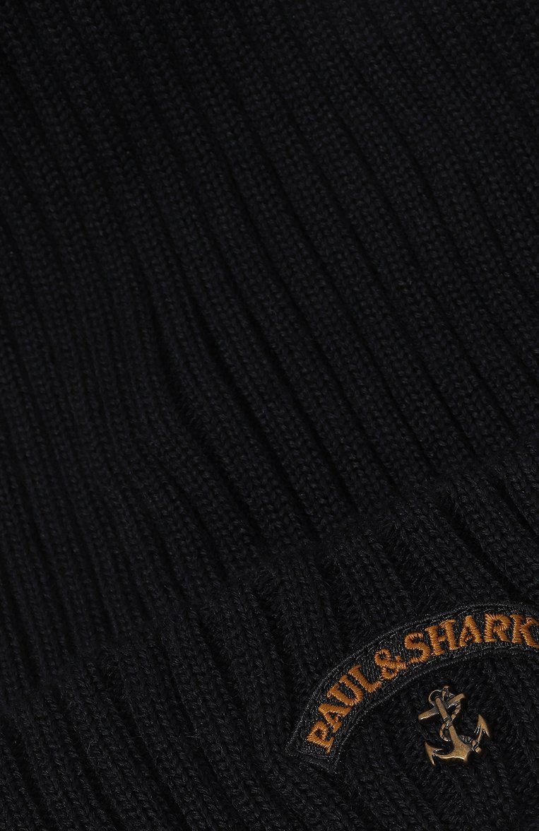 Мужская шерстяная шапка PAUL&SHARK темно-синего цвета, арт. C0P712 | Фото 3 (Материал: Текстиль, Шерсть; Кросс-КТ: Трикотаж; Материал сплава: Проставлено; Нос: Не проставлено)