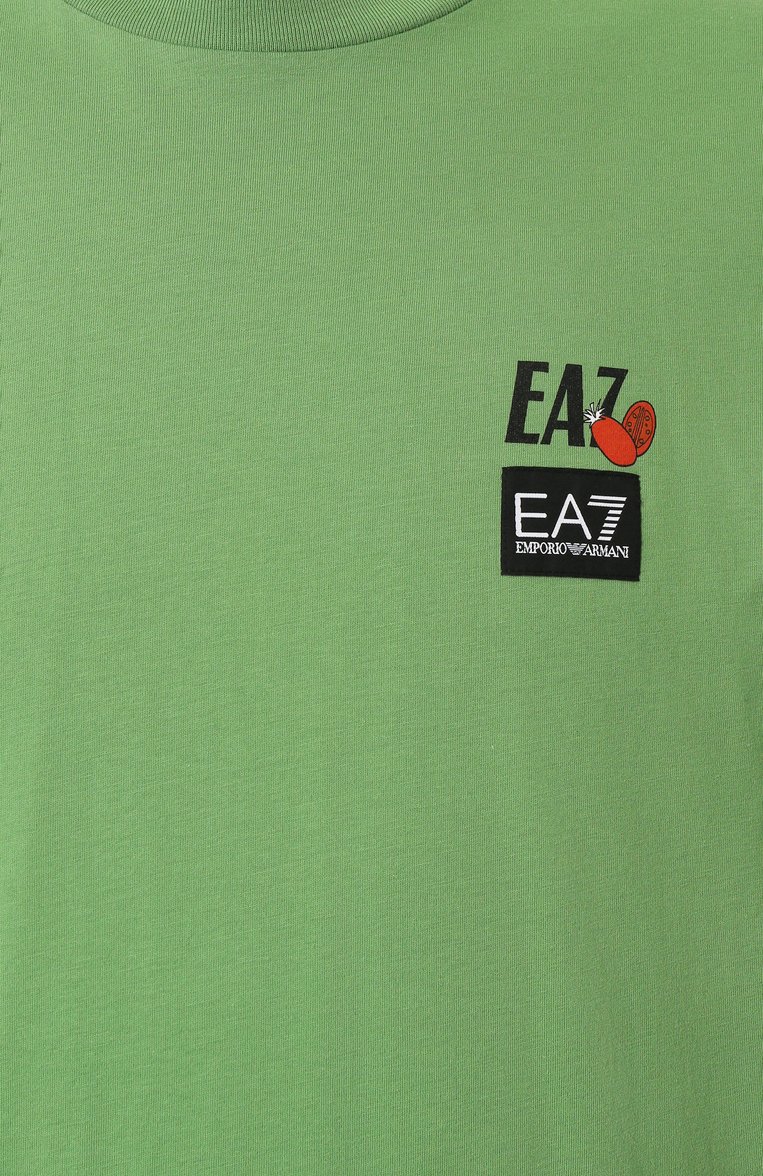 Мужская хлопковая футболка EA7 зеленого цвета, арт. 7M000118/AF13244 | Фото 6 (Материал внешний: Хлопок; Длина (для топов): Стандартные; Рукава: Короткие; Принт: С принтом; Стили: Гранж; Мужское Кросс-КТ: Футболка-одежда; Кросс-КТ: Джерси)