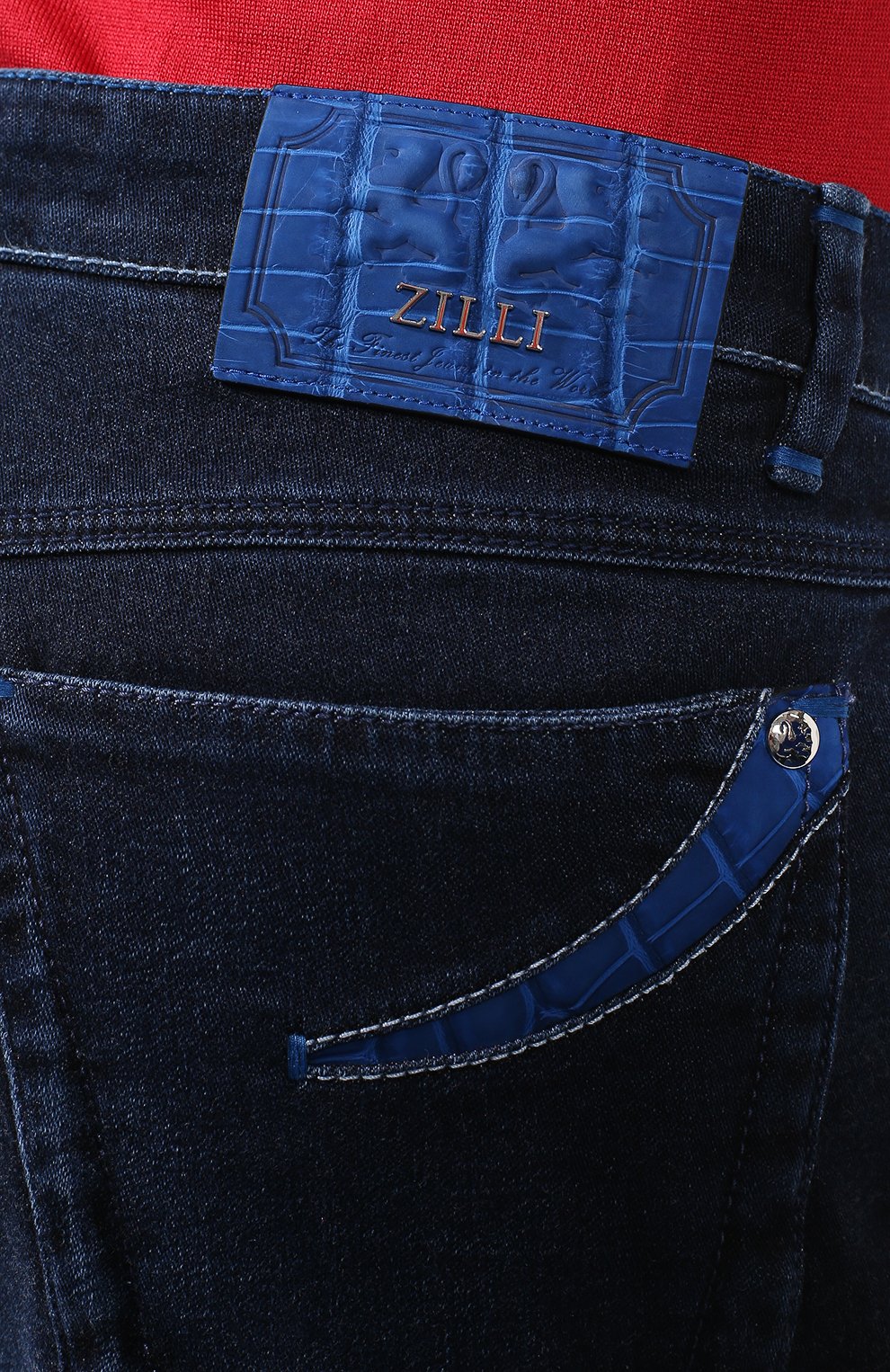 Джинсы с отделкой из кожи аллигатора ZILLI, арт. MCR-00010-DEJA1/R001/AMIS, фото 5