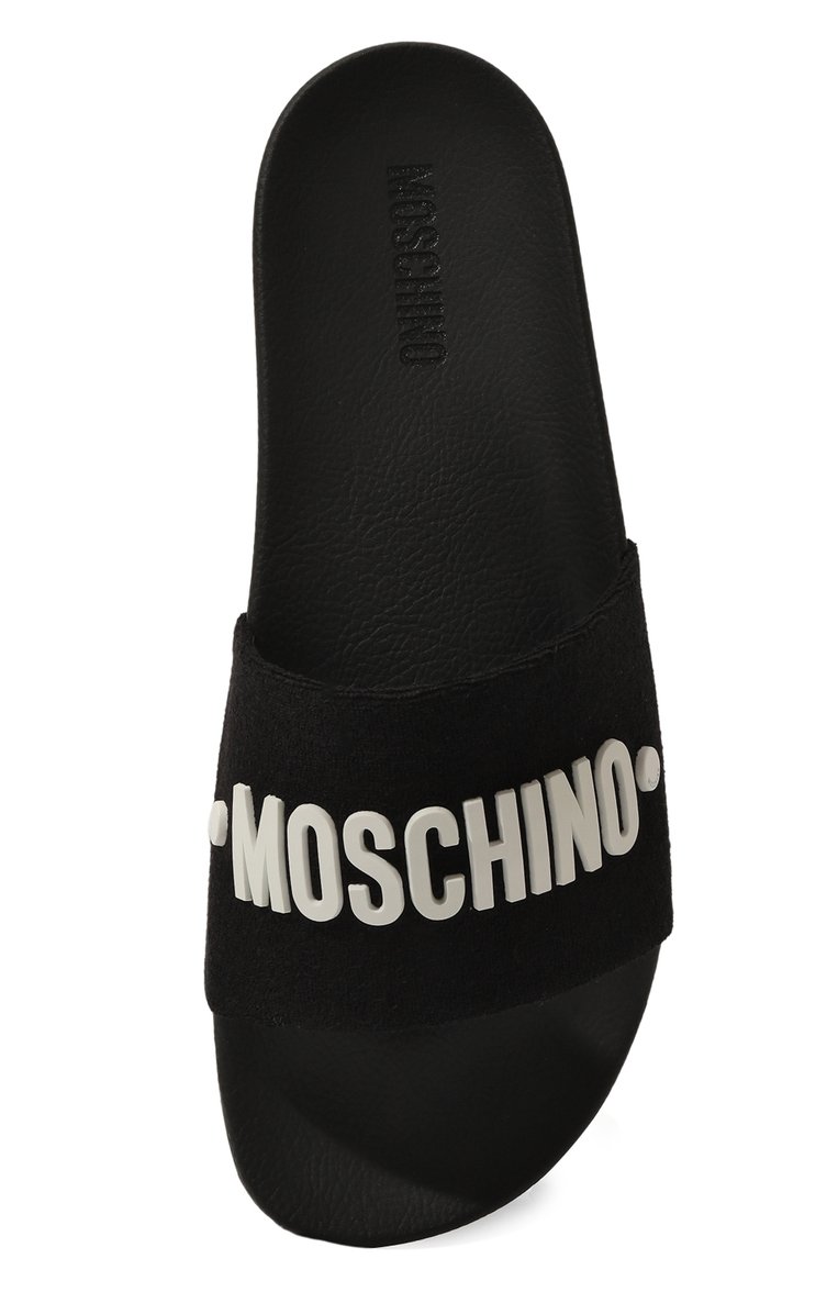 Мужские текстильные шлепанцы MOSCHINO черного цвета, арт. MB28302G0IGQ0 | Ф�ото 6 (Материал внешний: Текстиль; Материал внутренний: Текстиль; Материал сплава: Проставлено; Нос: Не проставлено)