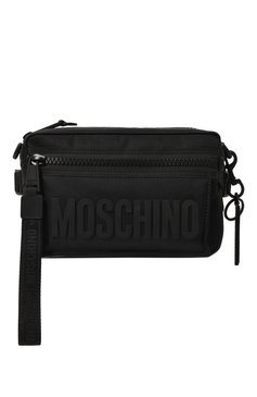 Женская поясная сумка MOSCHINO черного цвета, арт. A7711/8220 | Фото 1 (Материал сплава: Проставлено; Ремень/цепочка: На ремешке; Материал: Текстиль; Драгоценные камни: Проставлено; Стили: Спорт; Застежка: Молния; Размер: small)