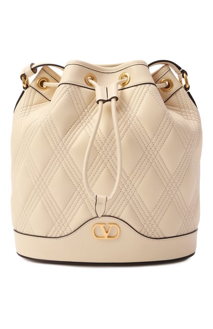 Женская сумка quiltie 67 VALENTINO кремвого цвета, арт. 6W2B0R01/MIC | Фото 1 (Ремень/цепочка: На ремешке; Материал: Натуральная кожа; Драгоценные камни: Проставлено; Материал сплава: Проставлено; Размер: medium)