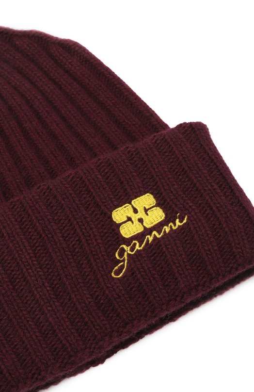 Шапка из шерсти и вискозы Ganni A6930 Бордовый  A6930 Фото 3