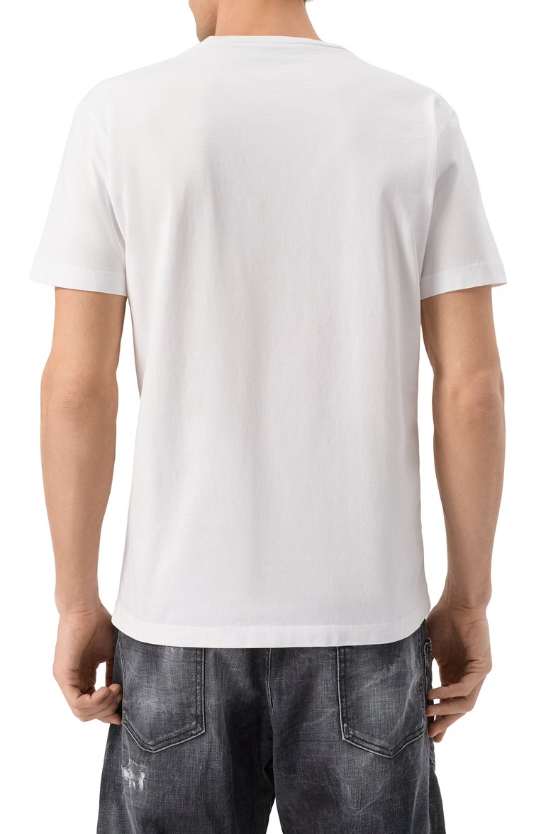 Мужская хлопковая футболка DSQUARED2 белого цвета, арт. S74GD1254/D20020 | Фото 4 (Материал внешний: Хлопок; Рукава: Короткие; Длина (для топов): Стандартные; Принт: Без принта; Стили: Кэжуэл; Кросс-КТ: Джерси; Мужское Кросс-КТ: Футболка-одежда)