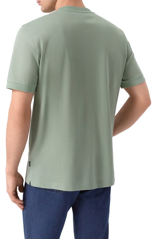 Футболка из хлопка и лиоцелла BOSS 50554626 Зелёный  50554626 Фото 4