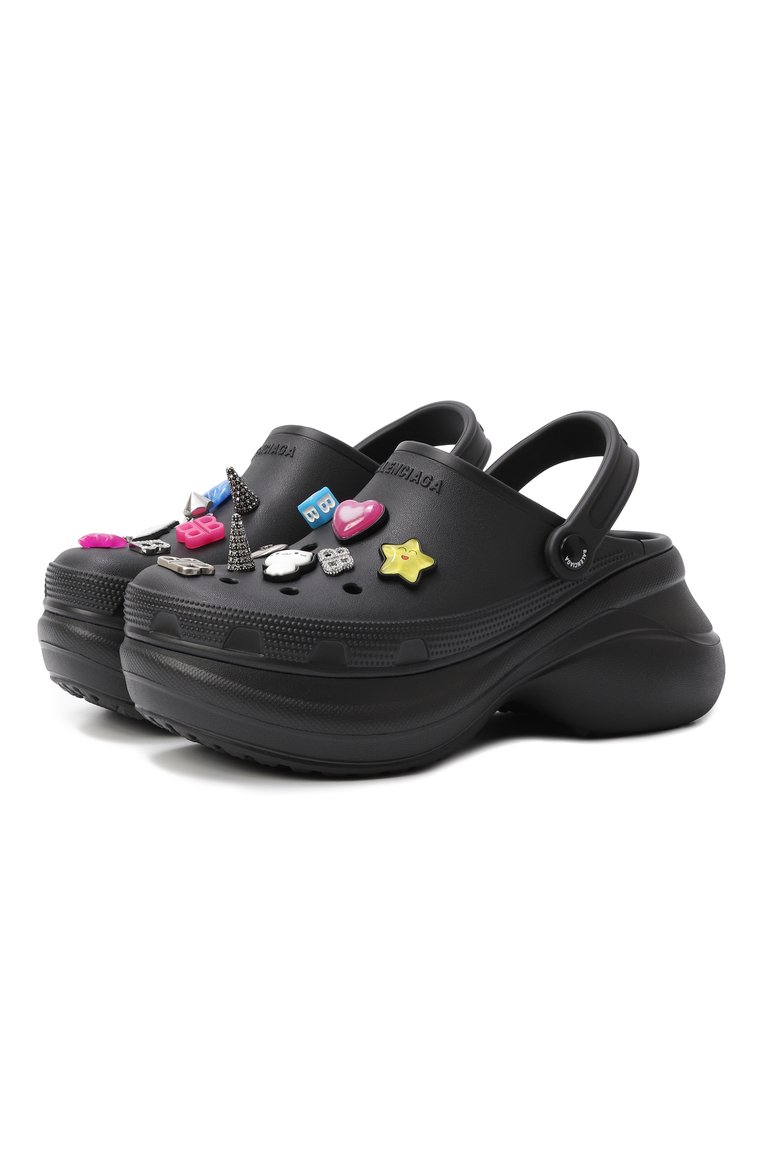 Женские резиновые сабо balenciaga x crocs BALENCIAGA черного цвета, арт. 720762/W0F0W | Фото 1 (Подошва: Платформа; Автоматизация ТО: Проставлено; Автоматизация состава: Проставлено; Материал внешний: Резина)