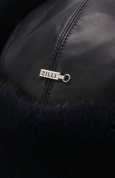 Кожаная шапка-ушанка с меховой отделкой ZILLI, арт. MHQ-0RS00-01005/1002, фото 3