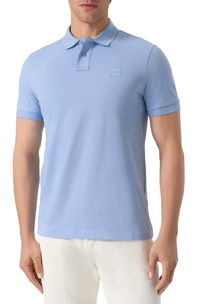 Хлопковое поло BOSS ORANGE голубого цвета по цене 10950 руб., арт. 50507803, фото 3 Хлопковое поло BOSS ORANGE, арт. 50507803, фото 3