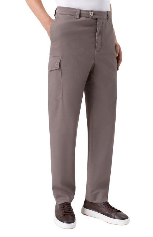 Хлопковые брюки-карго Brunello Cucinelli M289LE1890 Коричневый  M289LE1890 Фото 3