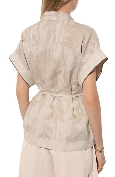 Льняной жакет-кимоно BRUNELLO CUCINELLI бежевого цвета по цене 192500 руб., арт. MB650B1344, фото 4 Льняной жакет-кимоно BRUNELLO CUCINELLI, арт. MB650B1344, фото 4