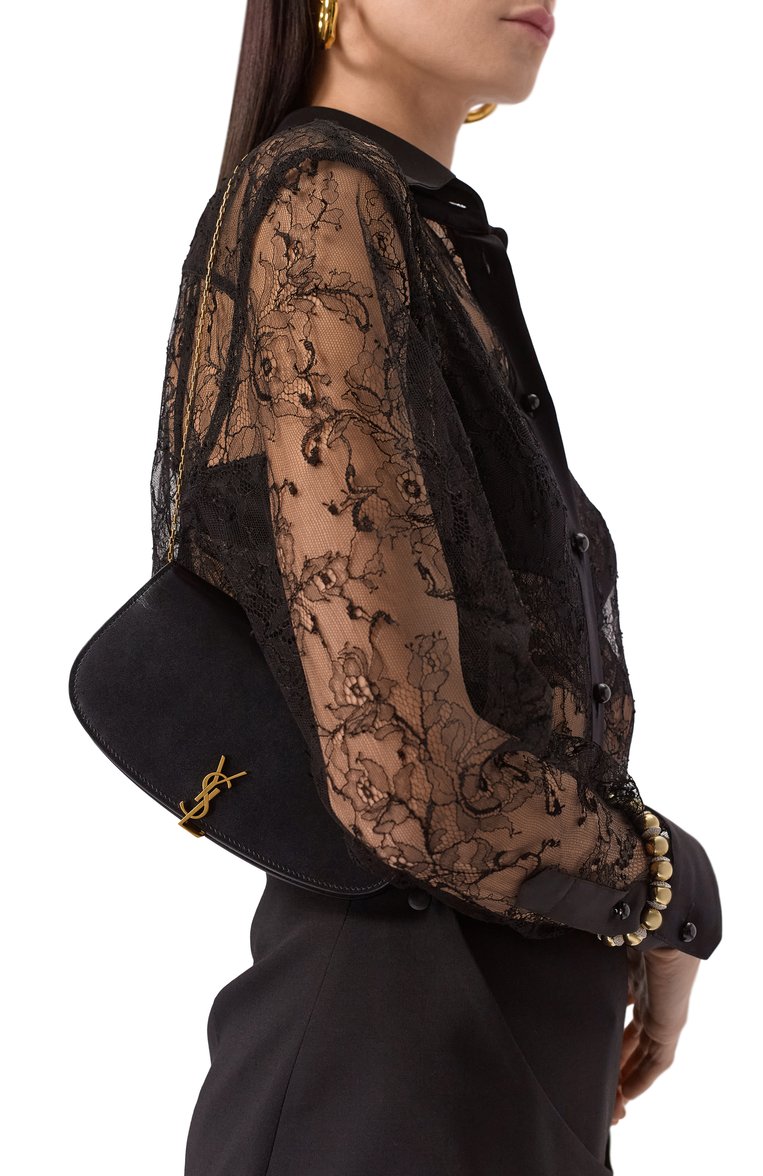 Женский клатч voltaire SAINT LAURENT черного цвета, арт. 799867/0SX0W | Фото 2 (Материал: Натуральная кожа; Размер: mini; Женское Кросс-КТ: Вечерняя сумка, Клатч-клатчи; Автоматизация ТО: Проставлено; Автоматизация состава: Проставлено)