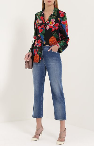 Укороченные расклешенные джинсы с шипами VALENTINO, арт. MB3DD03G/2PY, фото 2