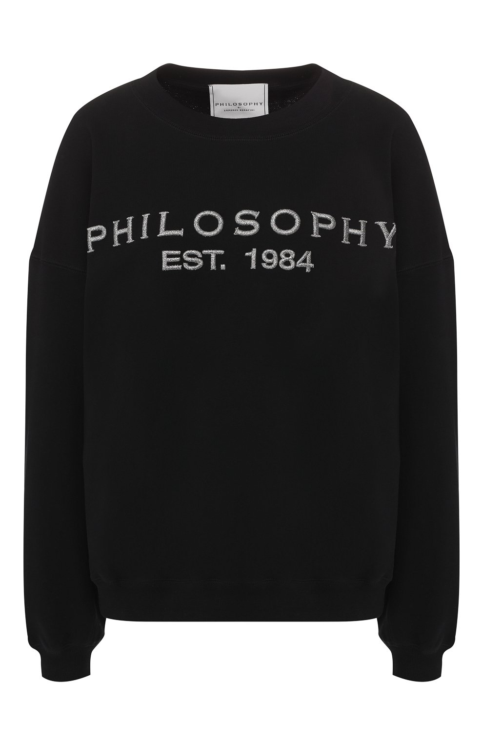 Хлопковый пуловер PHILOSOPHY DI LORENZO SERAFINI черного цвета по цене 32050 руб., арт. A1716/747, фото 1 Хлопковый пуловер PHILOSOPHY DI LORENZO SERAFINI, арт. A1716/747, фото 1