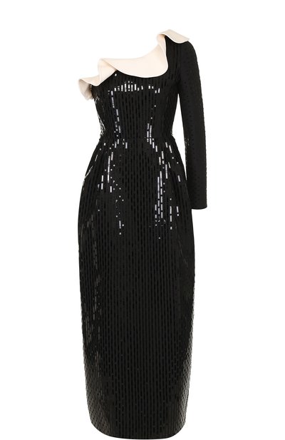 Женское приталенное платье с декорированной отделкой и оборкой VALENTINO, арт. QB2VD7Q51CF