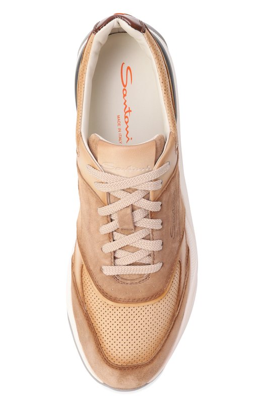 Кожаные кроссовки Innova Santoni MBIG22112BGRGMEU Бежевый  MBIG22112BGRGMEU Фото 5