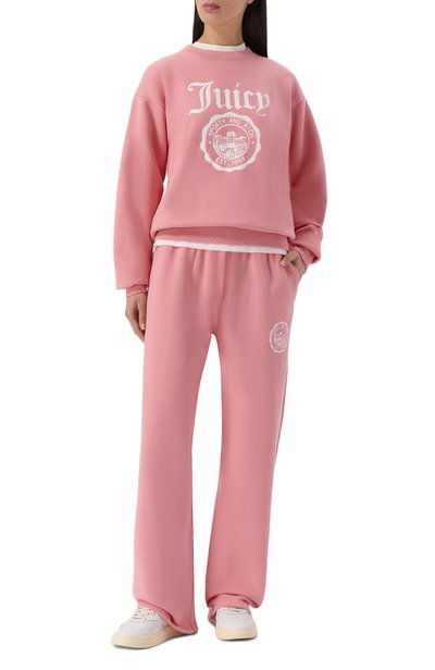 Женский хлопковый свитшот sporty &amp; rich x juicy couture SPORTY AND RICH, арт. ST071716691PI07/JUICY EMBLEM CREWNECK
