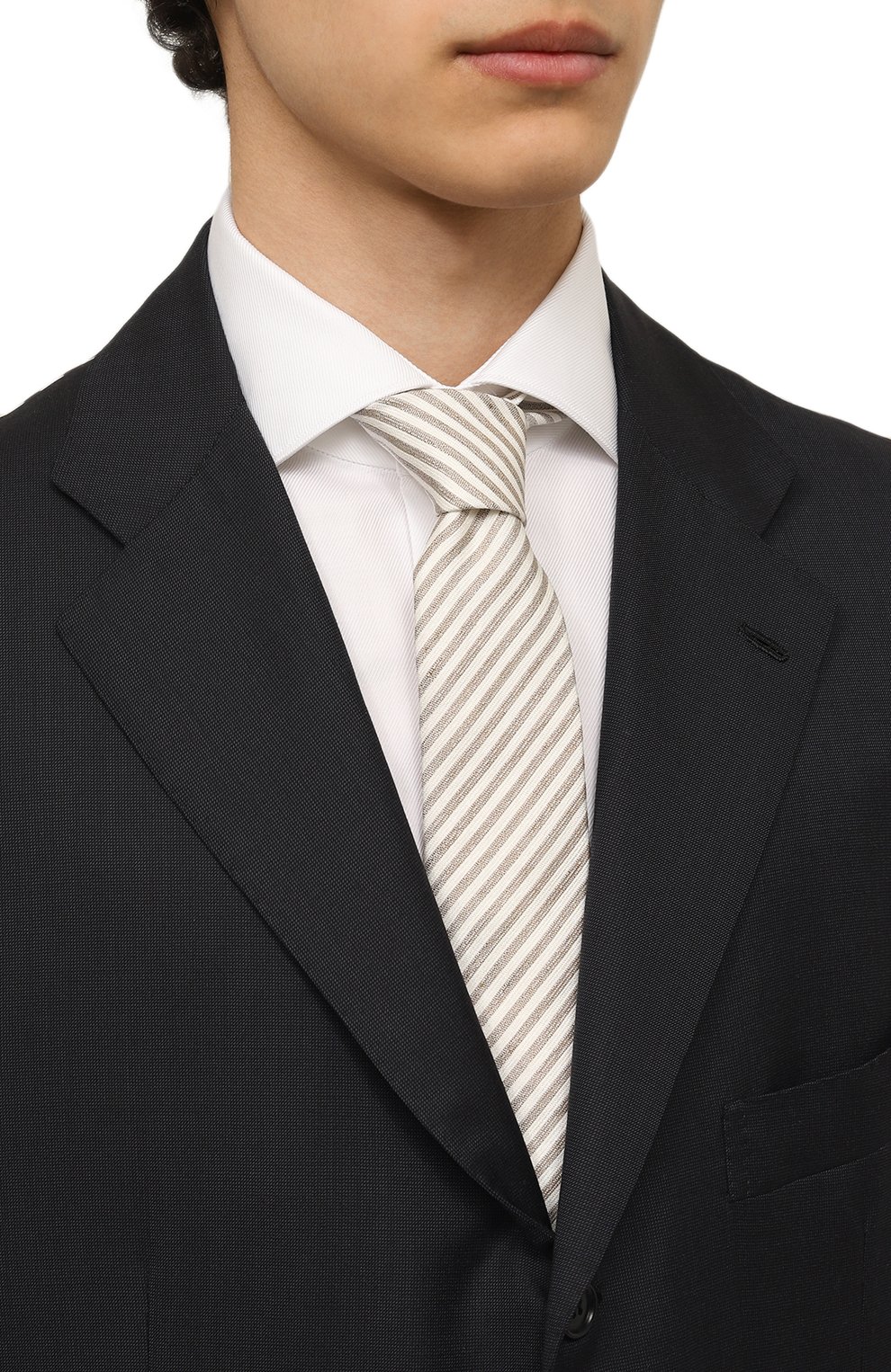 Галстук изо льна и шелка BOSS бежевого цвета по цене 9860 руб., арт. 50490633, фото 2 Галстук изо льна и шелка BOSS, арт. 50490633, фото 2