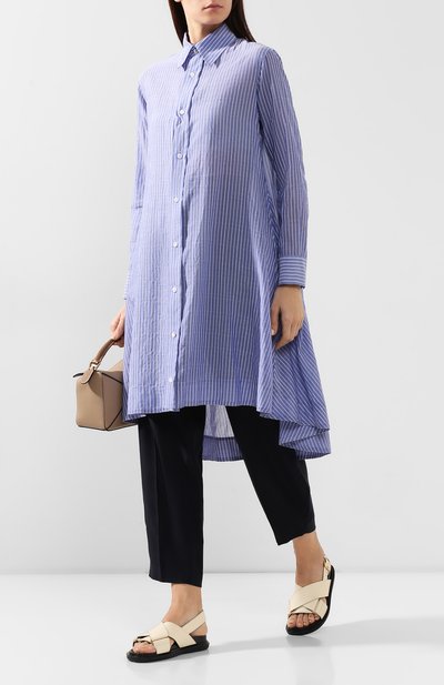 Рубашка в полоску YOHJI YAMAMOTO синего цвета по цене 73500 руб., арт. FS-D53-004, фото 2 Рубашка в полоску YOHJI YAMAMOTO, арт. FS-D53-004, фото 2