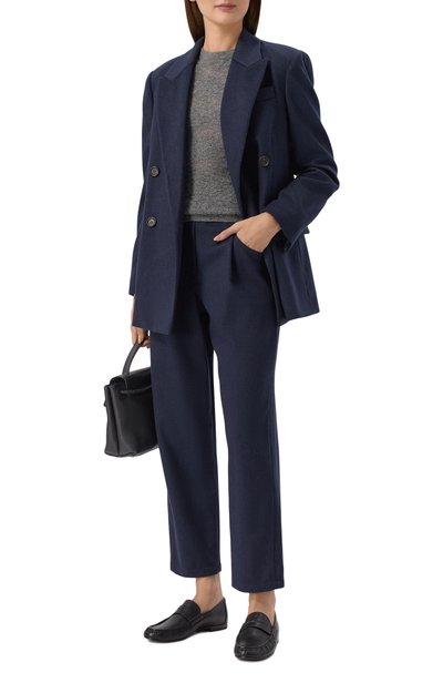Шерстяные брюки BRUNELLO CUCINELLI синего цвета по цене 158000 руб., арт. MP549P9148, фото 2 Шерстяные брюки BRUNELLO CUCINELLI, арт. MP549P9148, фото 2