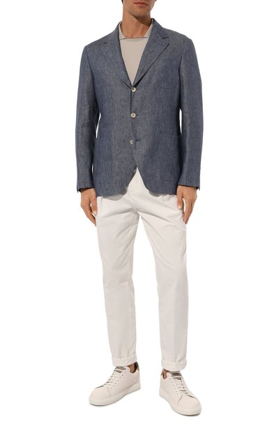 Льняной пиджак BRUNELLO CUCINELLI синего цвета по цене 327000 руб., арт. MS4987BND, фото 3 Льняной пиджак BRUNELLO CUCINELLI, арт. MS4987BND, фото 3