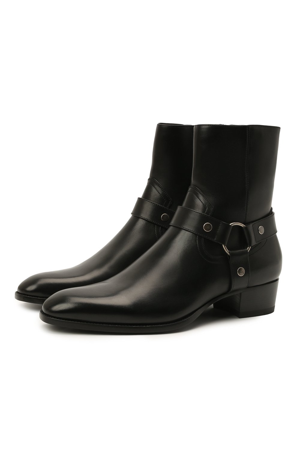 Черные мужские кожаные сапоги wyatt SAINT LAURENT купить в ЦУМ