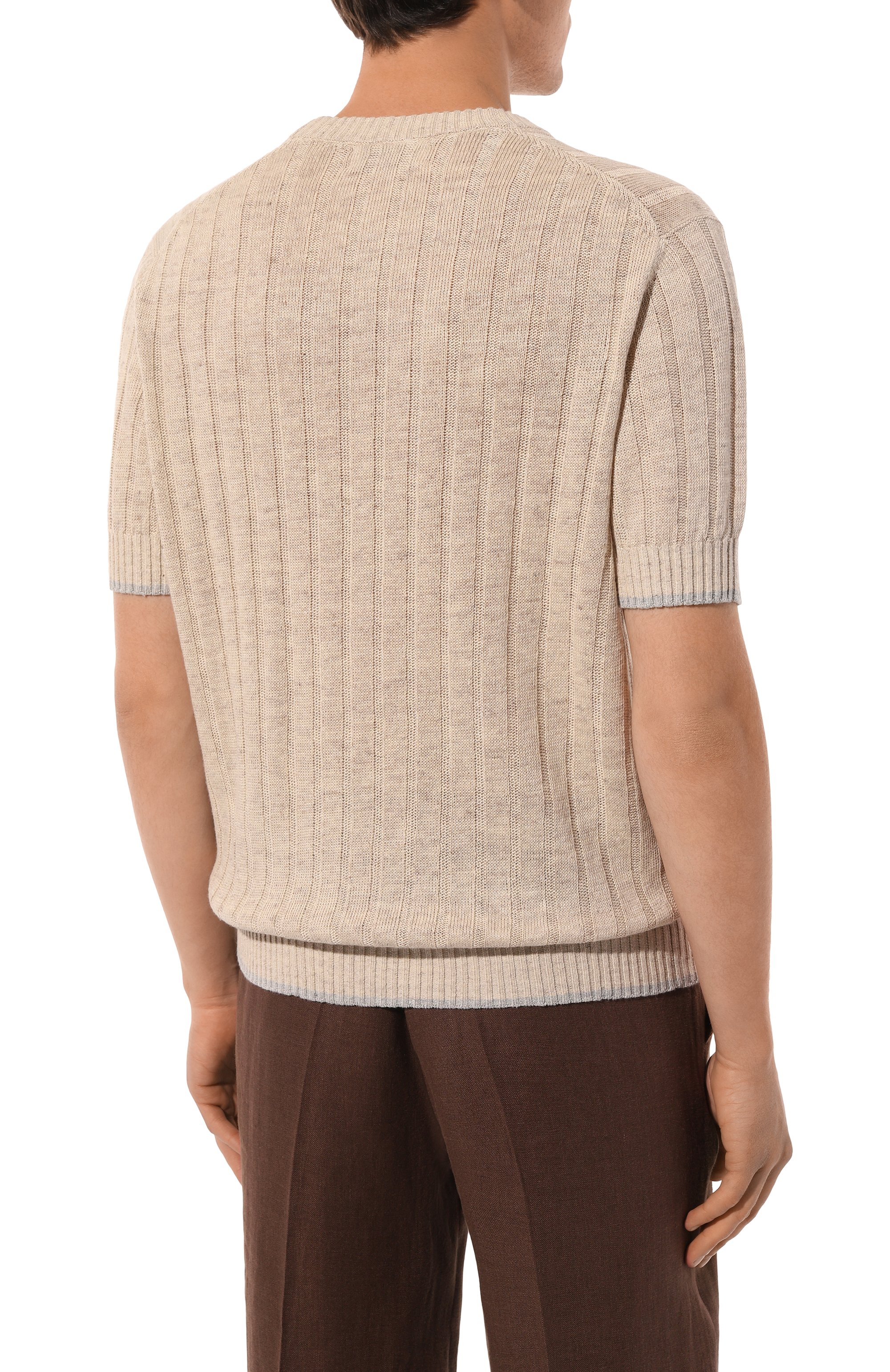 Джемпер изо льна и хлопка BRUNELLO CUCINELLI бежевого цвета по цене 116000 руб., арт. M2L70B2273, фото 4 Джемпер изо льна и хлопка BRUNELLO CUCINELLI, арт. M2L70B2273, фото 4