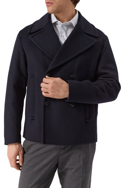 Шерстяное пальто EMPORIO ARMANI темно-синего цвета по цене 91950 руб., арт. 6D1BA6/1NMYZ, фото 3 Шерстяное пальто EMPORIO ARMANI, арт. 6D1BA6/1NMYZ, фото 3