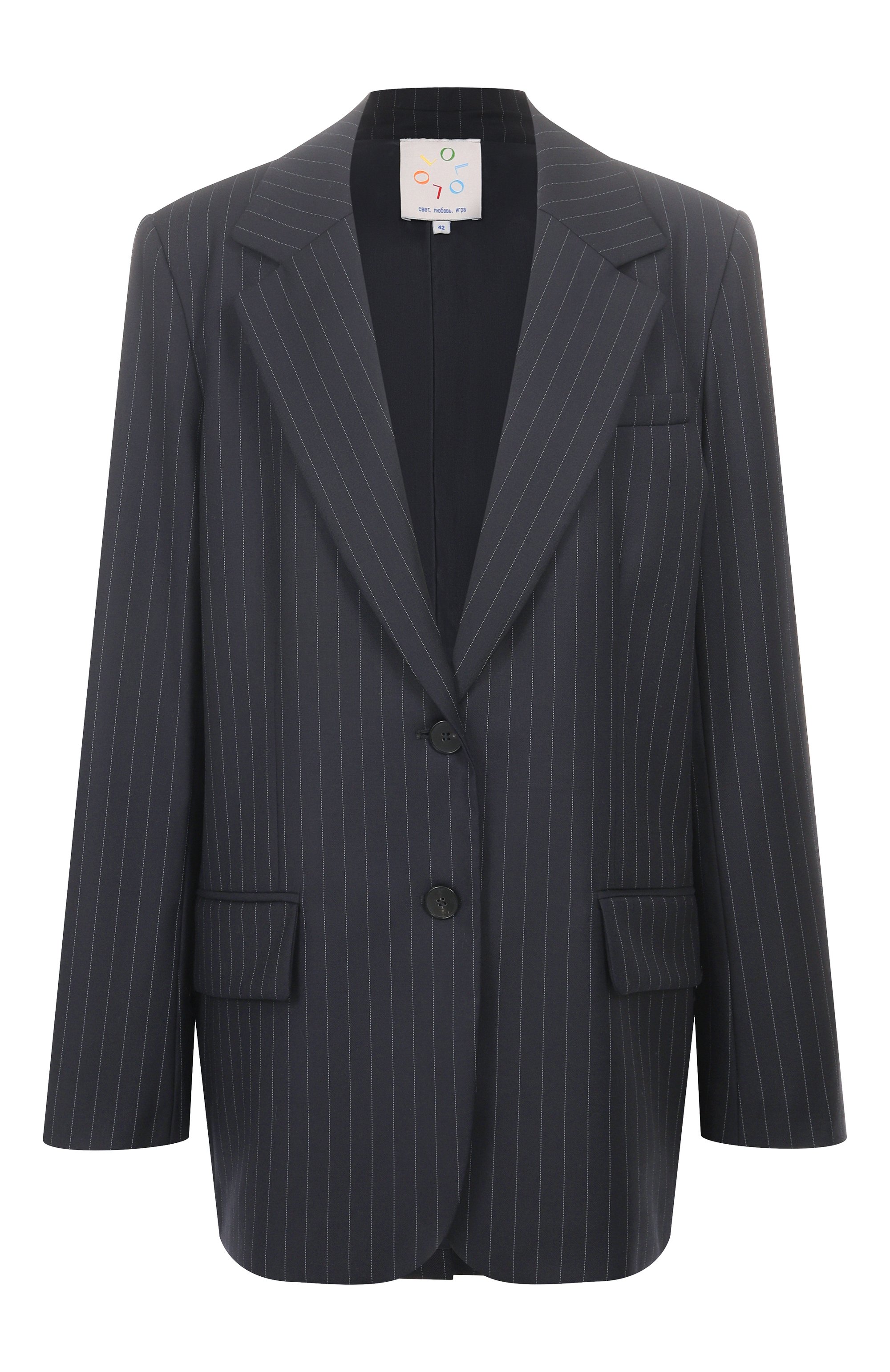 Шерстяной жакет OLOLOL темно-синего цвета по цене 79000 руб., арт. OLJT071/2582.ST403, фото 1 Шерстяной жакет OLOLOL, арт. OLJT071/2582.ST403, фото 1