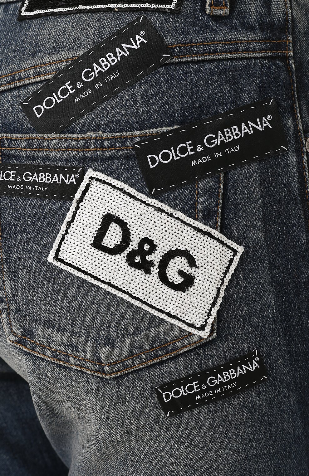 Укороченные джинсы прямого кроя с потертостями DOLCE & GABBANA, арт. FTA0PZ/G8V47, фото 5