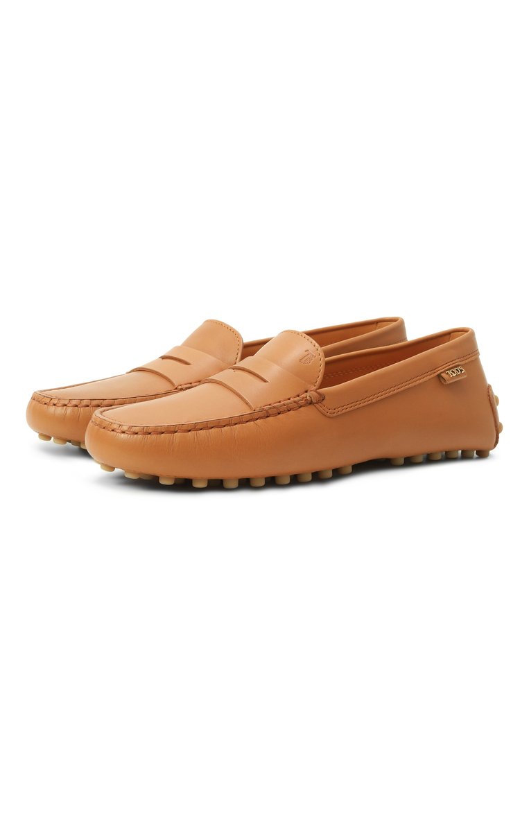 Женские кожаные мокасины TOD’S светло-коричневого цвета, арт. XXW22L00010N6M | Фото 1 (Материал внутренний: Натуральная кожа; Материал внешний: Натуральная кожа; Подошва: Плоская)