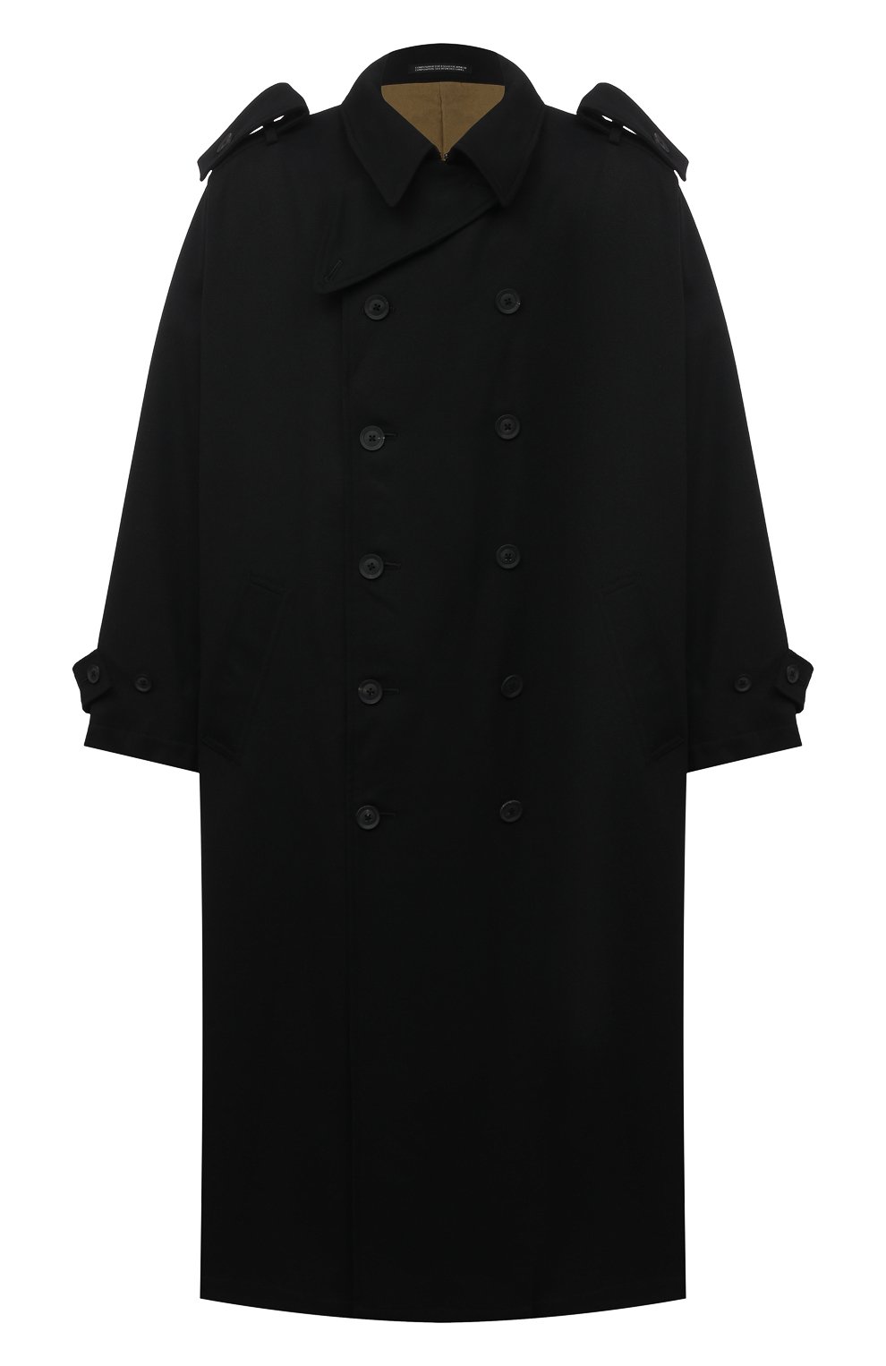 Шерстяной тренч YOHJI YAMAMOTO черного цвета по цене 290000 руб., арт. HR-C19-821, фото 1 Шерстяной тренч YOHJI YAMAMOTO, арт. HR-C19-821, фото 1