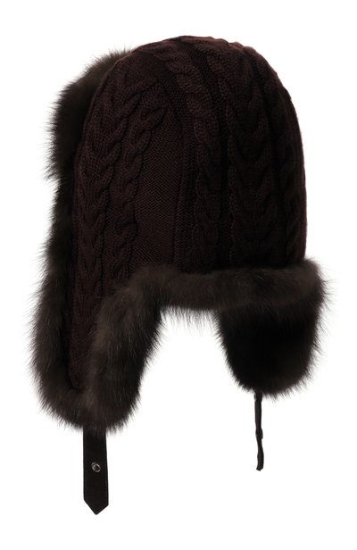 Кашемировая шапка-ушанка с мехом соболя BLACK SABLE, арт. BS-FHK-EB, фото 2