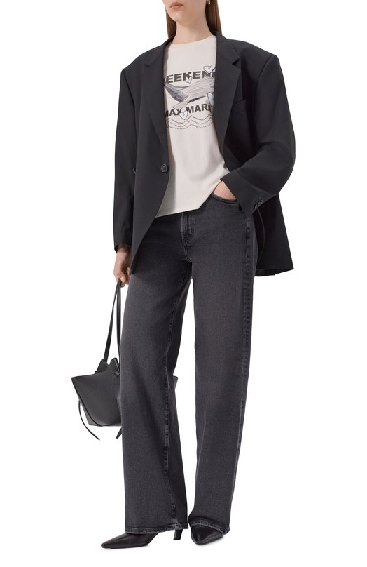 Хлопковая футболка Weekend Max Mara GUGLIA Кремовый  GUGLIA Фото 2