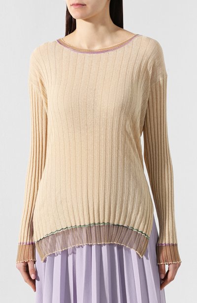 Хлопковый пуловер M MISSONI бежевого цвета по цене 17600 руб., арт. 2DN00039/2K000H, фото 3 Хлопковый пуловер M MISSONI, арт. 2DN00039/2K000H, фото 3