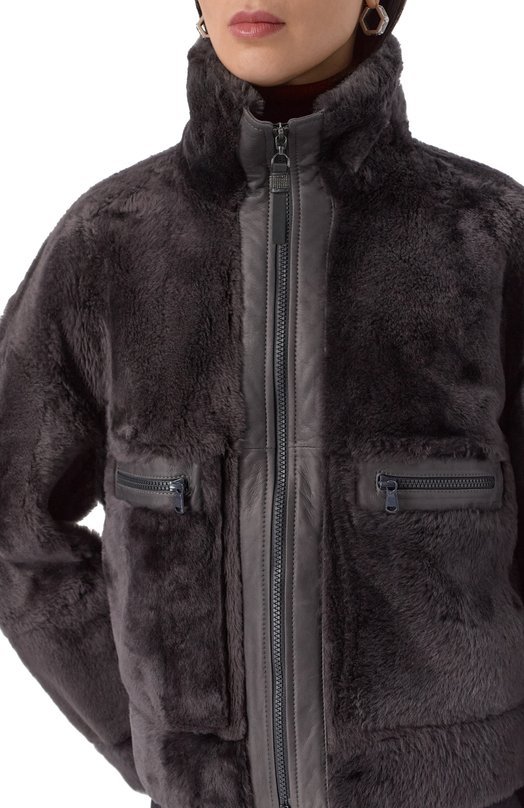 Дубленка из овчины Brunello Cucinelli MPMRA7775P Серый  MPMRA7775P Фото 5