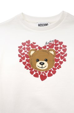 Детское хлопковое платье MOSCHINO белого цвета, арт. HAV0C4/LDA16/4A-8A | Фото 3 (Тематический товар: Teddy Bear; Рукава: Длинные; Случай: Повседневный; Материал сплава: Проставлено; Материал внешний: Хлопок; Драгоценные камни: Проставлено)