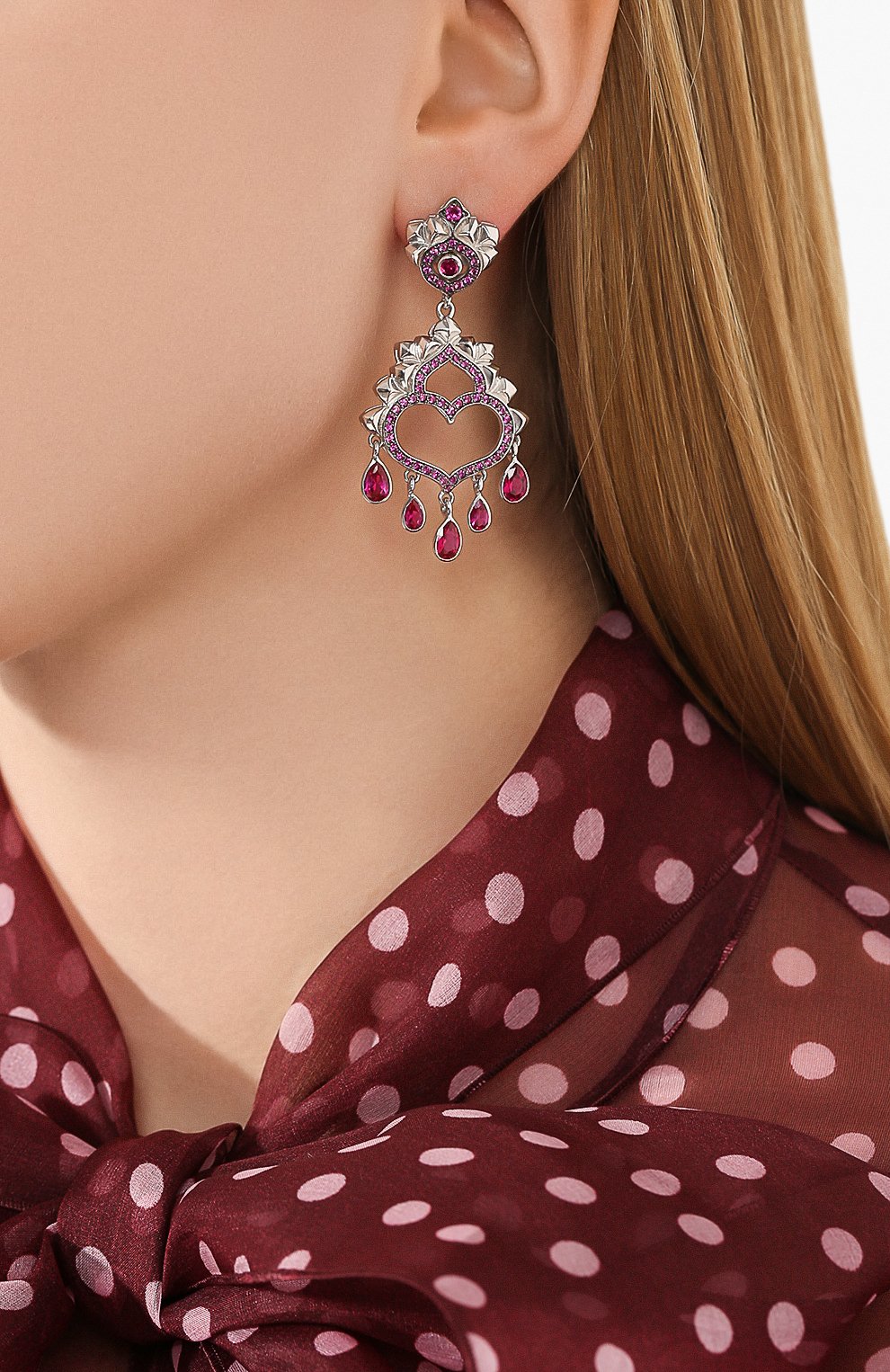 Серьги heart QUEENSBEE розового цвета по цене 45100 руб., арт. 201256/15,87, фото 2 Серьги heart QUEENSBEE, арт. 201256/15,87, фото 2