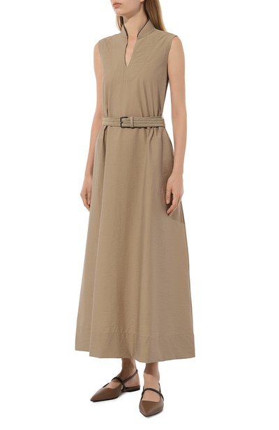 Хлопковое платье BRUNELLO CUCINELLI темно-бежевого цвета по цене 331500 руб., арт. M0F79AEG63, фото 3 Хлопковое платье BRUNELLO CUCINELLI, арт. M0F79AEG63, фото 3