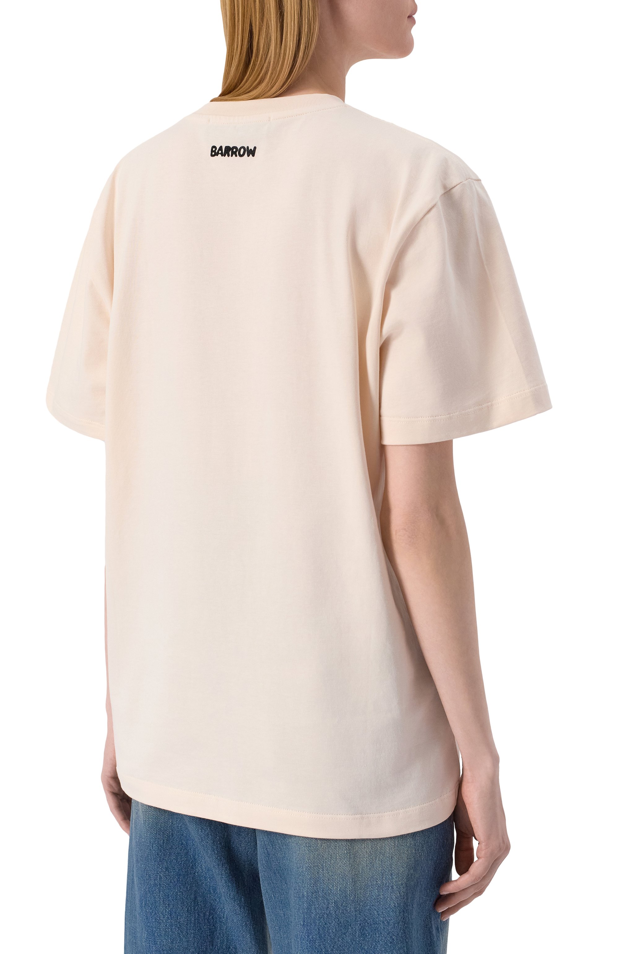 Хлопковая футболка BARROW кремового цвета по цене 11400 руб., арт. S5BWW0TH058, фото 4 Хлопковая футболка BARROW, арт. S5BWW0TH058, фото 4