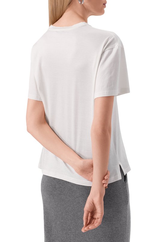 Футболка из шелка и хлопка Kiton D59418K0925F04 Белый  D59418K0925F04 Фото 4