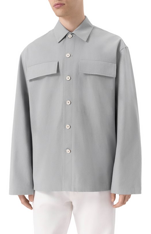 Хлопковая куртка-рубашка Jil Sander J47DL0169-J45267 Голубой  J47DL0169-J45267 Фото 3