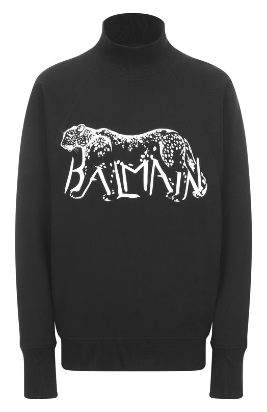 Хлопковый свитшот Balmain FF0JQ050/GF22 Чёрный FF0JQ050/GF22