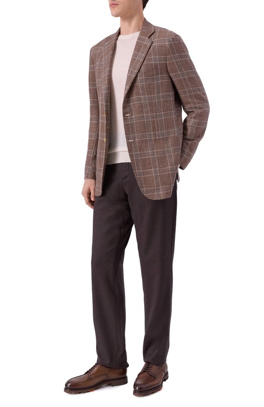 Пиджак из кашемира и шерсти Kiton UG81K0610E59 Коричневый  UG81K0610E59 Фото 3