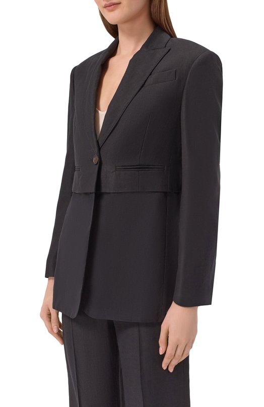Жакет из вискозы и льна Brunello Cucinelli MH1267181 Чёрный  MH1267181 Фото 3
