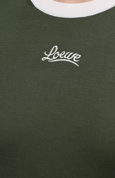 Шерстяной пуловер LOEWE хаки цвета по цене 46950 руб., арт. S817Y14K27, фото 5 Шерстяной пуловер LOEWE, арт. S817Y14K27, фото 5